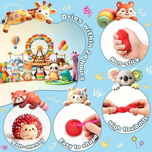 ifergoo Air Dry Clay Kit - 90 Colors Magic Foam Modeling Clay for Kids | Soft & Ultra Light, Safe & Non-Toxic, DIY Model Crafts Kids Toys, Christmas & Birthday Gifts for Aged 3–12 Boys Girls thumbnail 4
