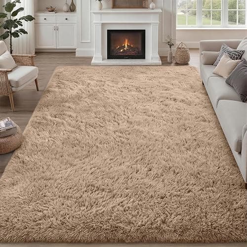 Luxturiy 8x10 Area Rug Living Room Bedroom: Fluffy Plush Shag Carpet Beige | For Kids Room Playroom Nursery Home Decor,Ultra Soft,Non-Slip Non-Shedding,Fuzzy Plush,Large Indoor Floor Carpet,Easy Clean - Image 1