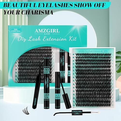 Lash Clusters Kit 320Pcs,50D Eyelash Extension Kit,Lash Bond and Seal Waterproof,Lash Remover for Individual Cluster Lashes Kit,Lash Applicator Tool for DIY Lash Extension Kit(D-Mix9-16mm Kit) thumbnail 8