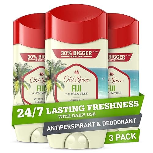 Old Spice Men's Antiperspirant & Deodorant, 24/7 Lasting Freshness, Advanced Sweat & Odor Protection with Skin Conditioners, Invisible Solid, Fiji with Palm Tree Scent, 3.4 oz (Pack of 3) - Image 1