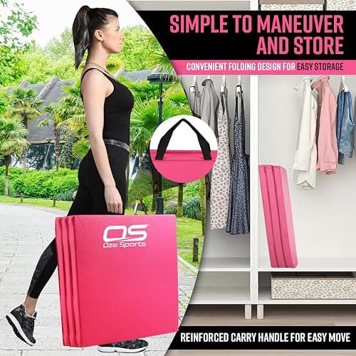 Gymnastic Tumble Exercise Mat Non Slip PU Leather Surface High Density Polyether Material 6FT Long Tri Folding Crash With Carry Handles perfect for gymnastics yoga Pilates thumbnail 4