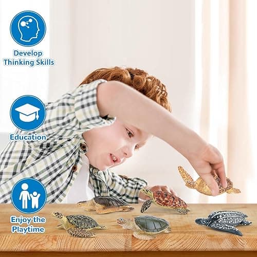 Toymany 6PCS Realistic Sea Turtle Figurines, Plastic Ocean Sea Animals Figures Set Includes of Turtles, Educational Toy Cake Toppers Christmas Birthday Gift for Kids Toddlers thumbnail 7
