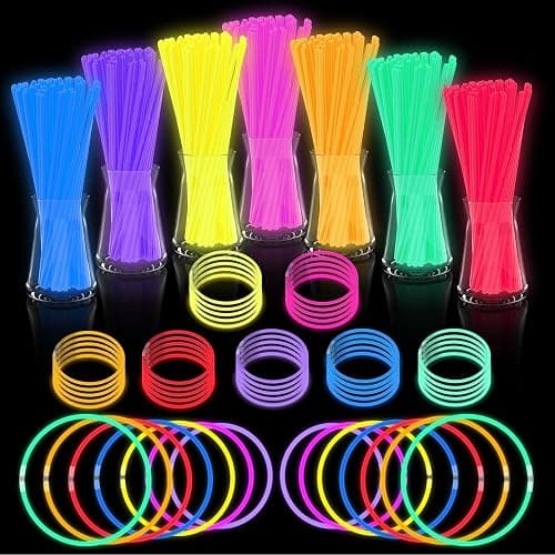 JICUICUI Glow Sticks Bulk Party Pack- Ultra Bright 800pk Glow in the Dark Party Favors, Easter Basket Stuffers Glow Sticks Party Supplies Glow Necklaces and Glow Bracelets with Connectors - Image 1
