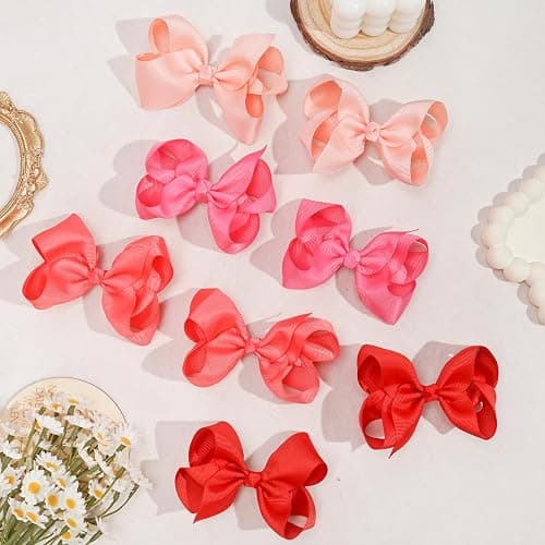 CÉLLOT 40PCS 4.5 Inch Hair Bows for Girls Toddler Hair Accessories in Pairs | Grosgrain Ribbon with Alligator Clips for Baby Girls Toddlers Kids | Back to School | Easy to Use Non-Slip thumbnail 8