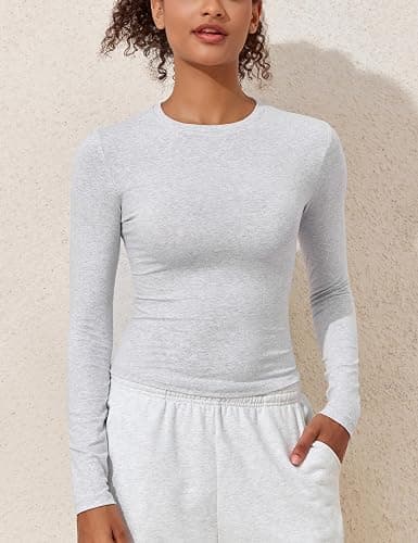 PrettyGuide Women's Cotton Jersey Long Sleeve Shirts Tight Fit Crewneck Crop Tops Basic Fall Going Out Y2K Tops thumbnail 3