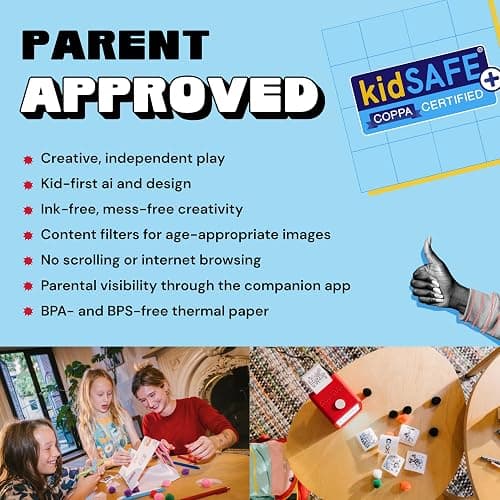 Hapiko Stickerbox AI Voice-Powered Mini Sticker Maker for Kids | Portable thermal inkless printer, 3 paper rolls & 8 colored pencils, Ages 5+, Kid-safe, Screen-free custom plays thumbnail 4