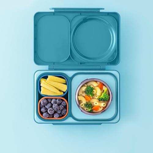 OmieBox UP (2 pack) Leakproof Dips Containers To Go, Salad Dressing Container, Condiment Container with Lids - Food Safe Silicone - 4.5 ounces (Blue/Orange) thumbnail 5