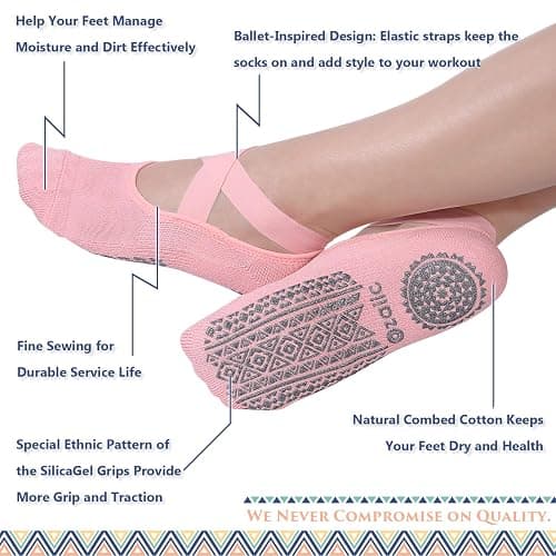Ozaiic Pilates Socks for Women Non Slip Grip, Yoga Socks with Grippers for Barre, Hospital, Ballet, Dance, Barefoot Workout thumbnail 2
