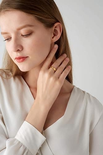 PDWZNBA Love Friendship Ring 18K Gold-Plated Stainless Steel Promise Ring Wedding Band Jewelry Birthday Gifts for Women thumbnail 3