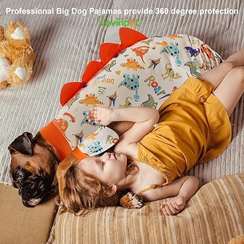 LovinPet Dog Pajamas Large Sized Dog, Anti Licking, Recovery Suit, Lightweight Jurassic Knit, UV for Large Dogs/XXL thumbnail 6