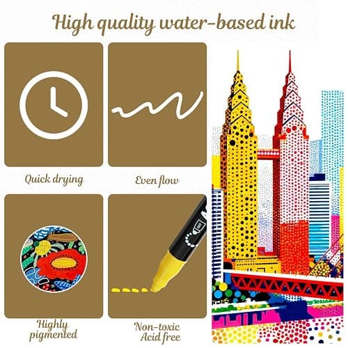 nauets 30 Colors Dual Tip Acrylic Paint Markers, Dot & Fine Tip Acrylic Paint Pens for Rock, Wood, Fabric, Canvas, Glass, Scrapbook, Paper, Ceramic, Egg, DIY Craft Art Gift- Classroom&School Supplies thumbnail 4