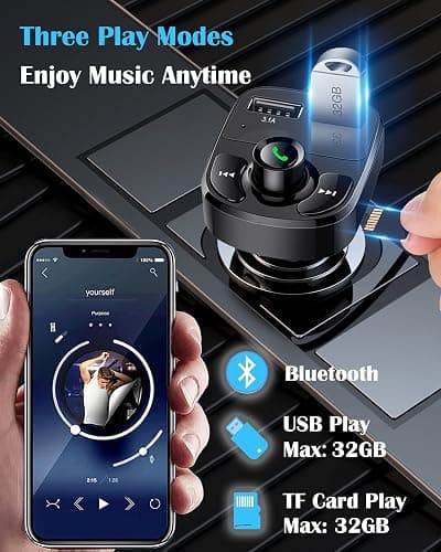 Handsfree Call Car Charger, Wireless Bluetooth 5.3 FM Transmitter Radio Receiver, MP3 Audio Music Adapter, Dual USB Port, LED Display Voltage and FM Frequency, Compatible for All Smartphones thumbnail 3