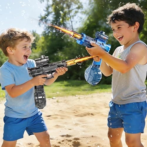 ZDRKWSM 2 Pack Electric Water Guns for Kids, Water Blaster Squirt Guns with Flashing Muzzle,Range up to 32ft, Summer Outdoor Beach Swimming Pool Party Toys, Gift for Kids Age 8 9 10 11 12 Years Old thumbnail 2