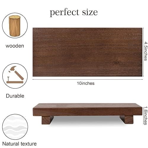 zoocatia Small Wood Tray Pedestal Stand Farmhouse Bathroom Decor Decorative Wooden Riser Kitchen Soap Dish Holder for Vanity, Counter, Sink, 10" x 4.5" - Walnut thumbnail 3