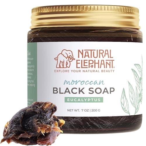 Natural Elephant Moroccan Black Soap With Eucalyptus Essential Oil 200g (7oz) - Image 1