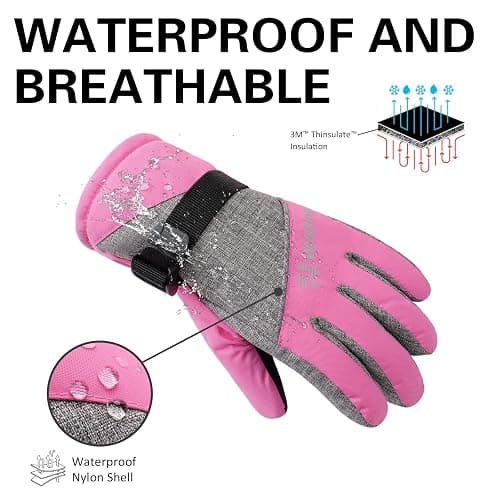 WALSKING Kids Winter Gloves-3M Thinsulate Snow Waterproof Ski Cold Weather Insulated Outdoor Snowboard Gloves for Boys Girls Youth thumbnail 2