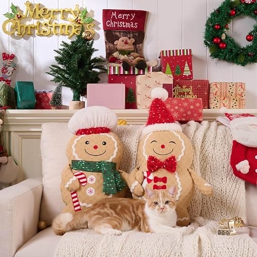 Lanpn Christmas Gingerbread Man Pillows, Christmas Decoration Winter Soft Fleece Cute Ginger Bread Throw Cushion for Sofa Bedroom Xmas Decor (20.5x13.5 inch, Boy) thumbnail 4