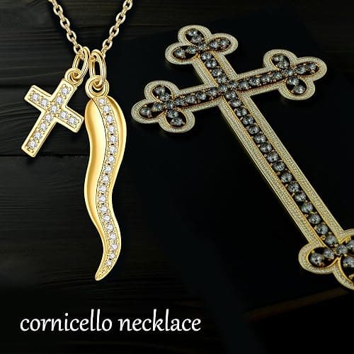 AXOMY Cornicello Necklace 925 Sterling Silver Italian Horn Necklace Cross Pendant Good Luck Protection Amulet Jewelry Gift for Women thumbnail 5