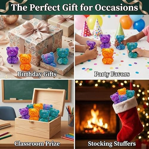 papejoyyy 4 Pack Bear Squishy Toys, 3 Inch Durable Slow Rising Stress Relief Sensory Squeeze Toys for Adults and Kids, Birthday Gifts, Party Favors, Classroom Prizes thumbnail 7