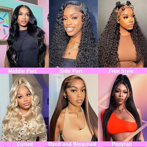 TTSMINS 13x6 Lace Front Wigs Human Hair for Women 180 Density 32 Inch Straight Lace Front Wigs HD Transparent Frontal Wigs Human Hair Lace Front Wigs Pre Plucked with Baby Hair Glueless Wigs thumbnail 5