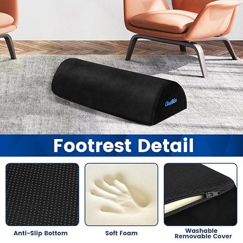 Foot Rest for Under Desk at Work,Office Desk Accessories with Soft Foam and Washable Removable Cover, Foot Stool for Office, Car, Home to Foot Support and Relax Ankles, Black thumbnail 3