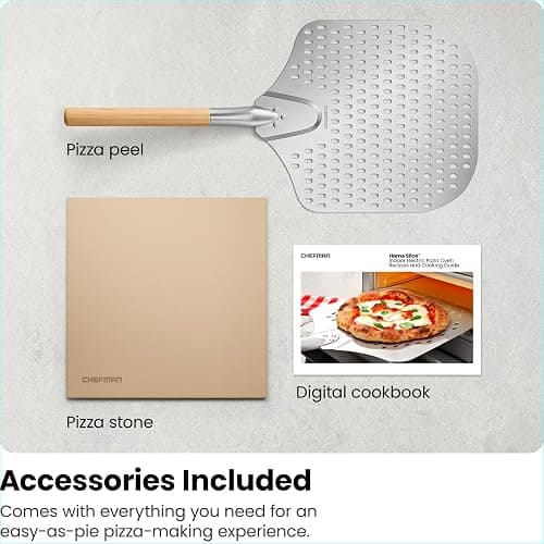 CHEFMAN Indoor Pizza Oven - Makes 12 Inch Pizzas in Minutes, Heats up to 800°F - Countertop Electric Pizza Maker with 5 Touchscreen Presets, Pizza Stone and Peel Included - Stainless Black thumbnail 8