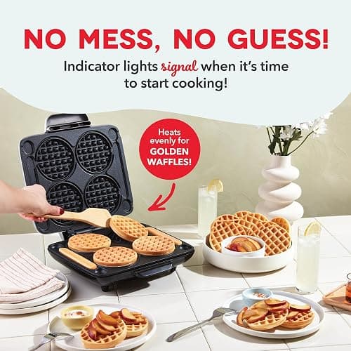 DASH Multi Mini Waffle Maker - Four 4” Waffle Molds, Nonstick Waffle Iron with Quick Heat-Up, Nonstick Surface - Perfect Mini Waffle Maker for Kids and Families, Just Add Batter thumbnail 6