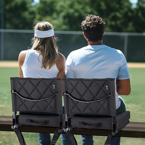 VILLEY Stadium Seats for Bleacher with Back Support, Folding Stadium Seat Cushion, Portable Bleacher Chair, Stadium Chair for Sports Events, Black thumbnail 8