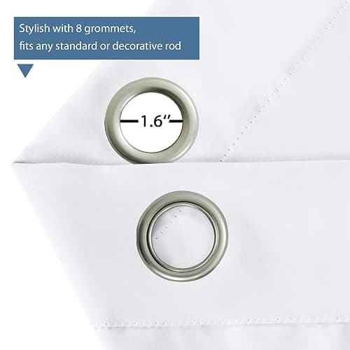 Room Darkening Curtain Panels Pure White Curtains Window Treatment Energy Saving Thermal Insulated Solid Grommet Room Darkening Drapes for Bedroom/Nursery, Pure White, 2 Panels, 52 in x 84 in (W x L) thumbnail 2
