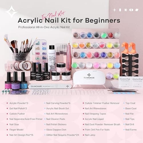 Glamonade Acrylic Nail Kit for Beginners: Professional Acrylic Nail Kit Set with Everything Drill Powder Nail Art Starter Tech Kit at Home Salon Gift thumbnail 2