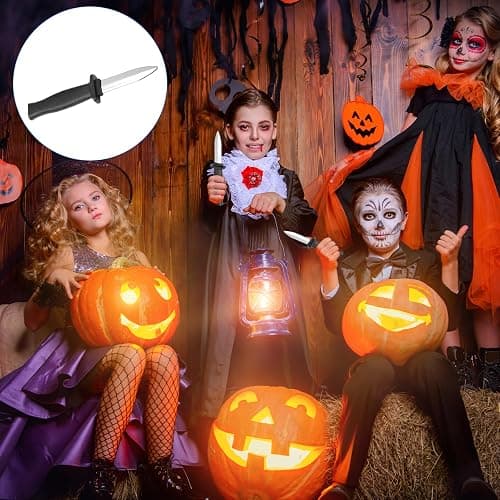 SRLWMYI 4 PCS Retractable Fake Knife Retractable Plastic Knife Toy Knife Gag Magic Toy Fake Dagger Halloween Joke Disappear Blade Trick for Playing Joke Prop Costume Disappearing Dagger thumbnail 2