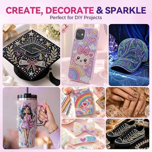 Rhinestone Bedazzling Kit, 40000 3mm Gems 40 Colors, B7000 Glue & Tools | Complete craft kit with gems and jewels for nail art, clothing, shoes, bags & decor thumbnail 7