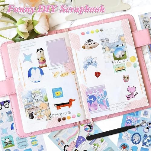 800Pcs Cute Scrapbook Stickers Travel Y2k Japanese Sticker Book for Adult Kawaii Korean Stickers for Journaling Heisei Retro Aesthetic Sticker Manga Style Decor for DIY Junk Journal Gifts Pink Blue thumbnail 5