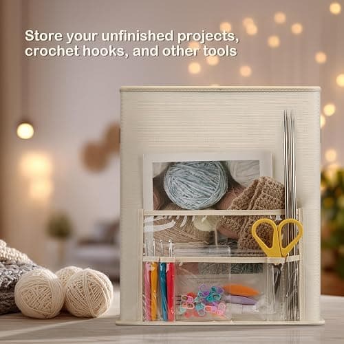 Temlum Yarn Storage Organizer with 3 Stackable Trays & Adjustable Dividers | Yarn Storage Container for Yarns, Crochet Hooks, Knitting Needles, Crochet Accessories thumbnail 5