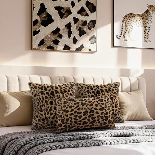 Hilldesign Cheetah Print Faux Fur Pillow Covers 18x18，Leopard Pillow Cases Set of 2 Room Decor，Animal Print Throw Pillow Covers Decorative for Bedroom Sofa Couch Home thumbnail 2