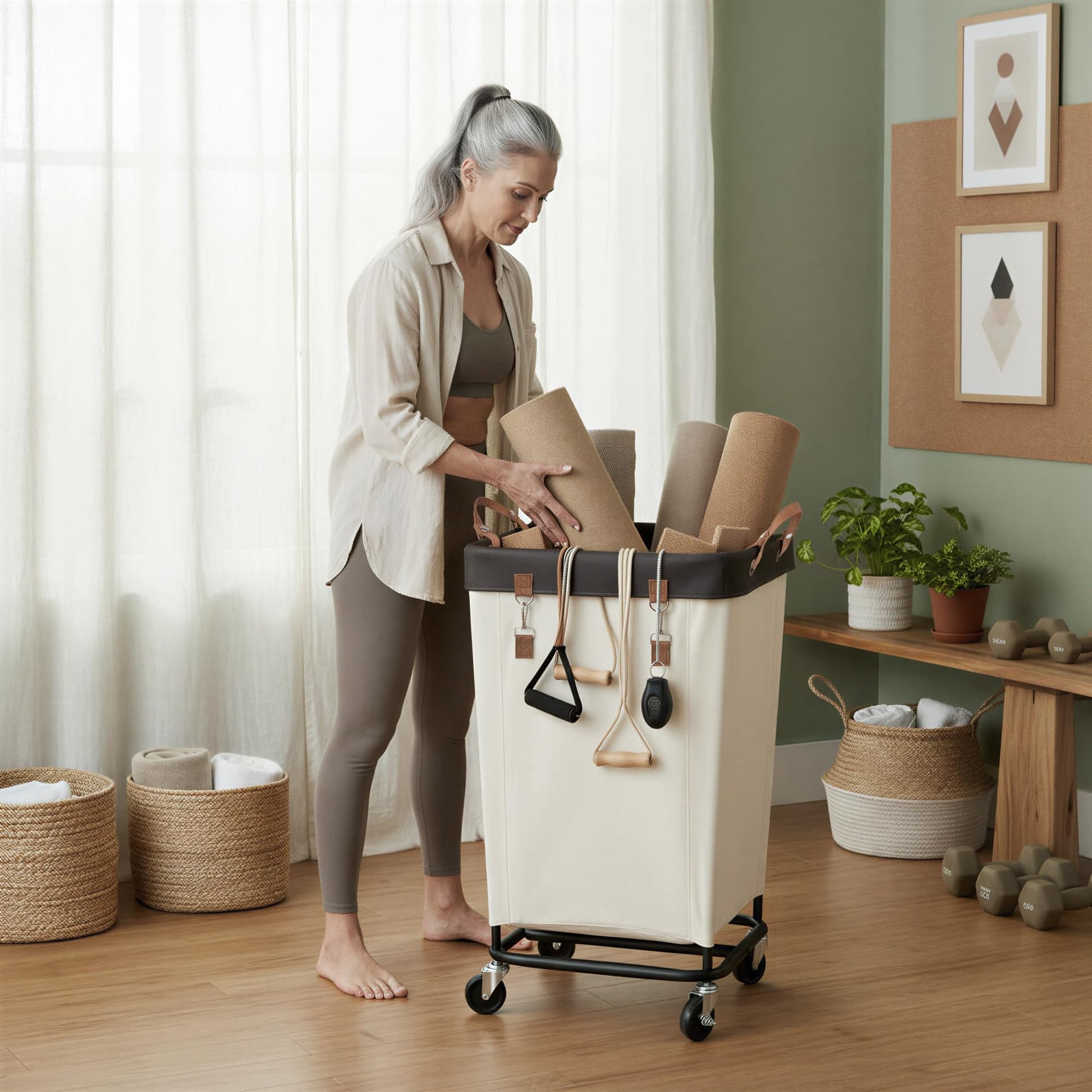 StorageWorks 160L Laundry Basket with Wheels, Large Rolling Hampers for Clothing Organizer, Dirty Clothes Basket for Hotel, Home, Closet, Dorm, Beige thumbnail 7