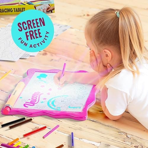 Dan&Darci Light Up Tracing Pad for Kids - Arts & Crafts Writing Drawing Tracer Board, Craft Kit for Girls & Boys Ages 6-12 - Birthday Toys Gifts Ideas for Girl or Boy 6+ Year Old Gift Toy - 6 7 8 9 10 thumbnail 5