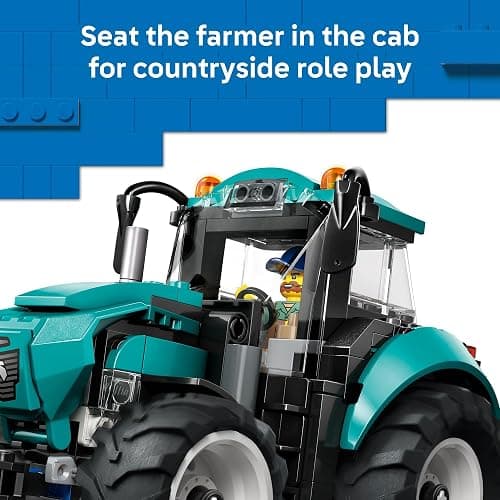 LEGO City Tractor Building Toy for Kids - Pretend Play Farm Vehicle for Boys & Girls, Ages 7+ - Tractor Toy W/Farmer Minifigure - Gift Idea for Birthdays - 60498 thumbnail 6