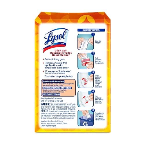 Lysol Click Gel Automatic Toilet Bowl Cleaner, Toilet Gel Stamp, Toilet Freshener, Bathroom Essentials, Refreshing Mango & Hibiscus Scent, 6 Count (Pack of 1) thumbnail 2