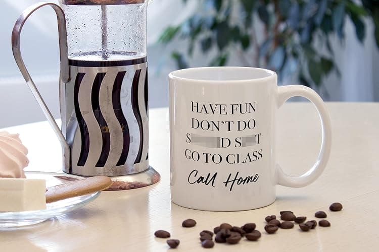 DOTAIN Funny Call Home Your Mom Have Fun Don't Do S SGo to Class 11oz Coffee Mug Ceramic Cup for College Dorm,Double-Sided Printed,Funny Freshman Dorm Gifts for College Students Her Boys Girls thumbnail 4