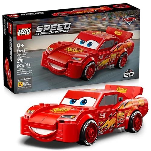 LEGO Speed Champions Lightning McQueen Toy - Disney Pixar Cars Building Blocks for Kids, Boys & Girls, Ages 9+ - Pretend Play Race Car & Bedroom Shelf Display - 77255 - Image 1