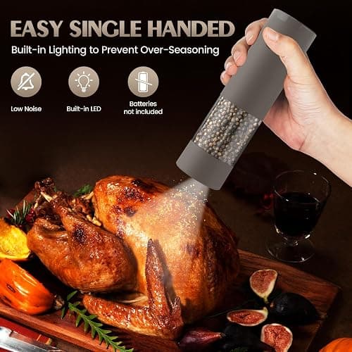 Electric Salt and Pepper Grinder Set Automatic Adjustable Coarseness Pepper Grinder Shakers Set Kitchen Products Anniversary Birthday Ideas Gifts for Men thumbnail 4