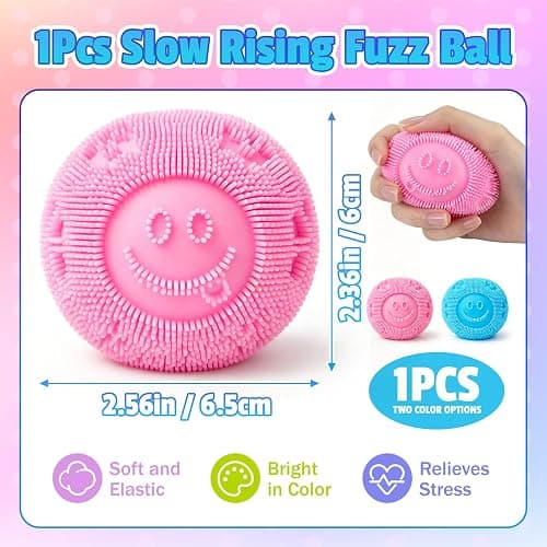 Fuzz Ball Squishy Stress Ball,Fuzzball Squishy,Soft Fidget Toy for Anxiety Relief, Sensory Squishy Ball Calming Tactile Grip for Soft Stress Relief Ball for Kids and Adults (Pink) thumbnail 3