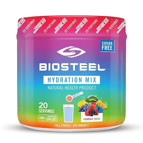 BioSteel Hydration Mix, Great Tasting Hydration with Zero Sugar, and No Artificial Flavours or Preservatives, Rainbow Twist Flavour, 20 Servings per Tub - Image 1