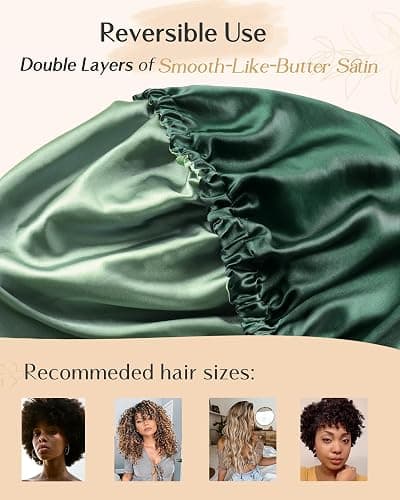 Yanibest Double Layer Satin Bonnet Silk Bonnet for Sleeping Adjustable Hair Bonnet for Women Curly Natural Hair thumbnail 4