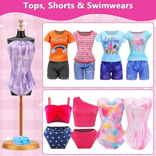 57 PCS Doll Clothes and Accessories 3 Wedding Gowns 3 Tops 3 Pants 3 Fashion Dresses 1 Evening Dresses 2 Swimsuits Bikini 6 Braces Skirt 10 Hangers 15 Shoes and 14 Accessories Toys for 11.5 inch Doll thumbnail 5
