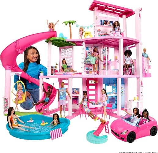 Barbie DreamHouse, Doll House Playset with 75+ Pieces Including Toy Furniture & 3-Story Pool Slide, Pet Elevator & Puppy Play Areas - Dreamhouse thumbnail 3