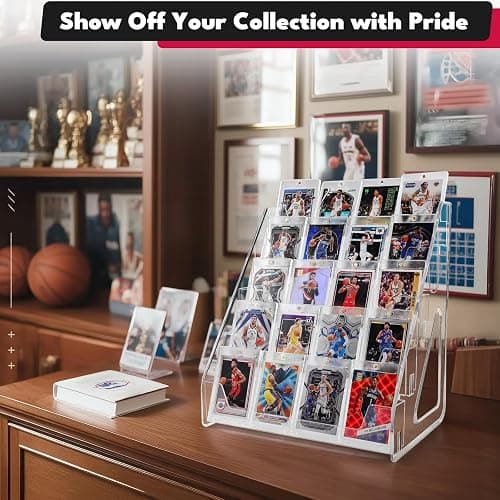 TrendTrust Trading Card Display Stand, Vertical Holder for Baseball Basketball Sports Graded Card Display Stand Tabletop for PSA BGS SGC Slabs, Snap-On Assembly(5 Tier, 1 Pack) thumbnail 3