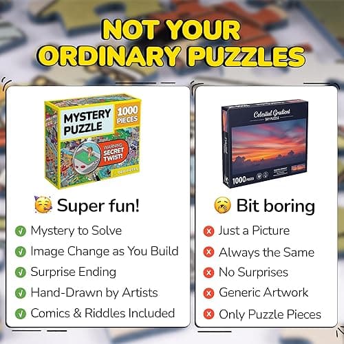 Odd Pieces Jigsaw Puzzles 1000 Pieces with Storytelling Comics, for Women, White Elephant, Mystery Puzzle for Adults & Kids - 19.7'' x 27.6'' Frameable Magic Puzzle Art (Glitch) thumbnail 7