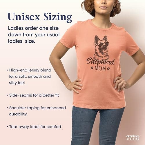 EVERTREE CLOTHING Shepherd Mom T-Shirt, Unisex Women's Shirt, German Shepherd Owner, Best Dog Mom Gift thumbnail 2